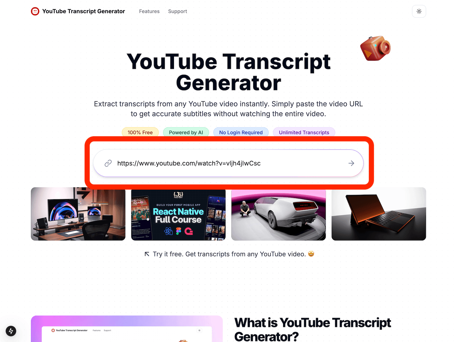 Generate Transcript - Transcript Generator