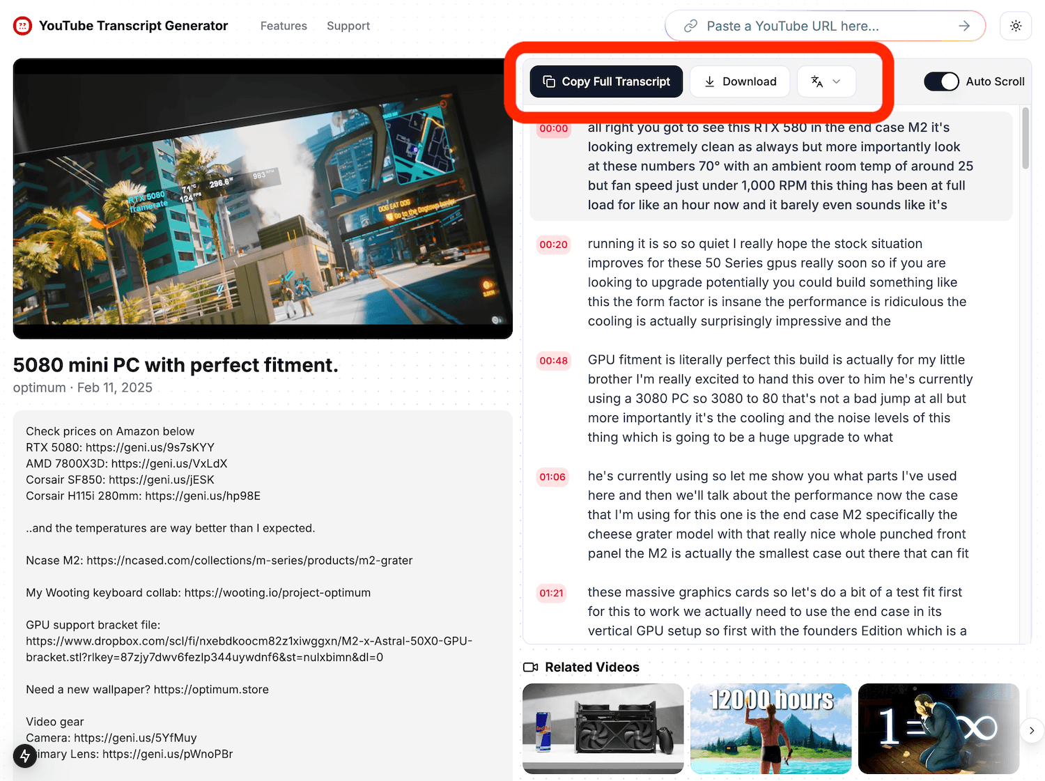 Access Content - Transcript Generator